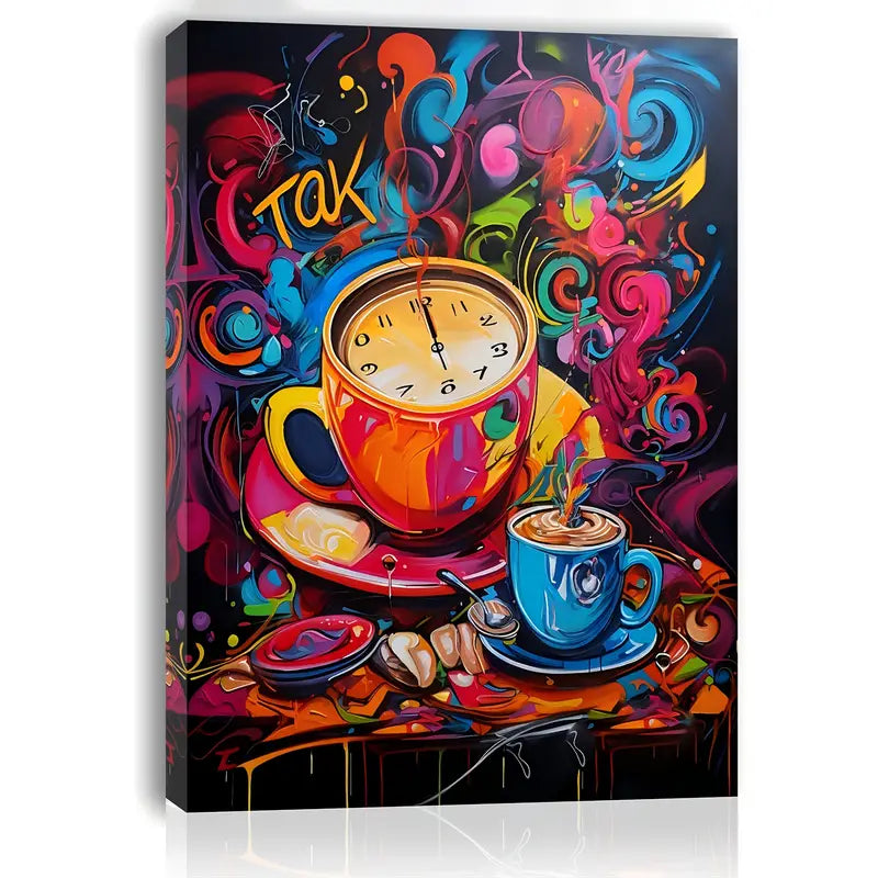 Fashionable Coffee Theme Wooden Frame Canvas Art