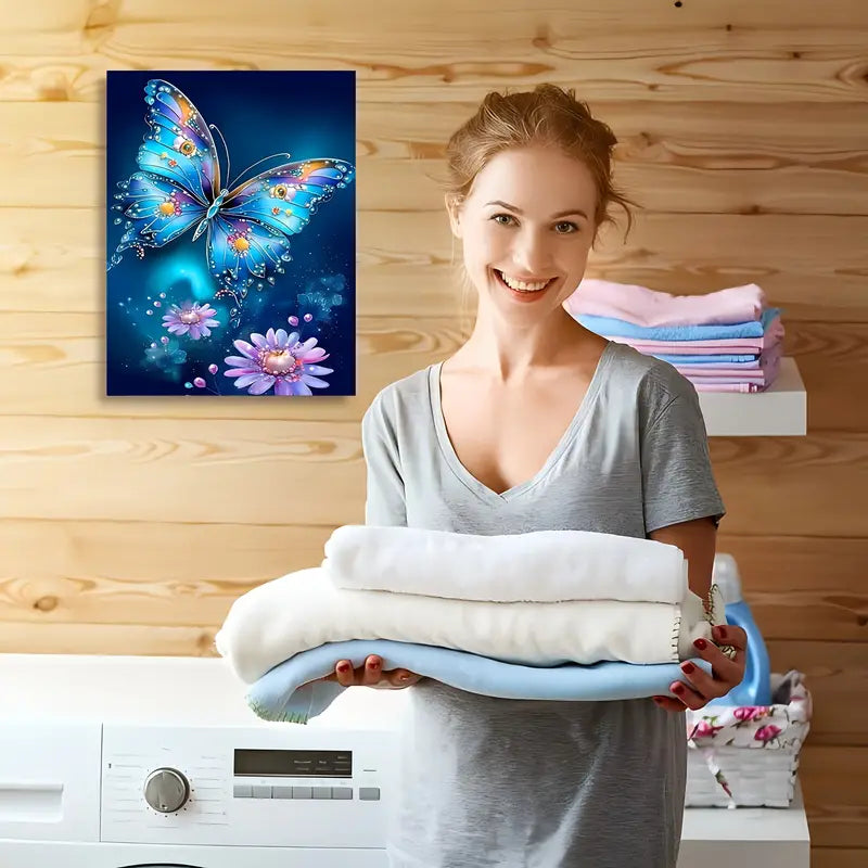 Tranquil Enchanting Blue Purple Butterfly Canvas Wall Art