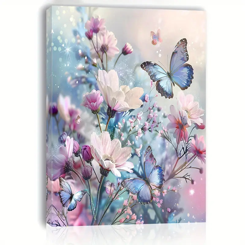 Vibrant Floral &amp; Butterfly Canvas Wall Art - 11.8"x15.7"
