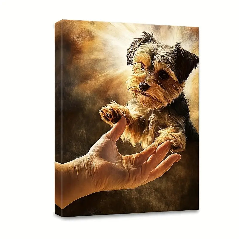 A Charming Canvas Print Featuring a Puppy