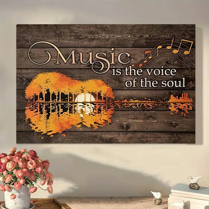Sunset Guitar Music is the Voice of the Soul Canvas