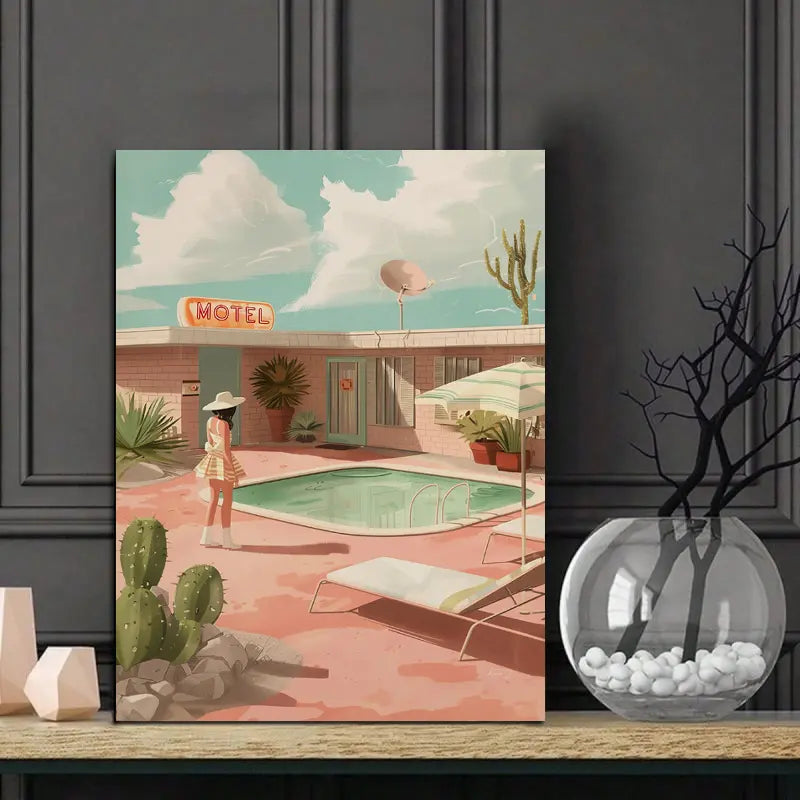 A Vintage Desert Motel Canvas Art Print