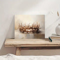 Modern Traditional Style Canvas Art - 11.8x15.7" Crown of Thorns Painting, Wooden Frame, Religious Wall Decor