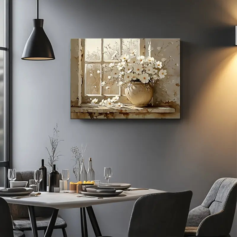 Vintage White Flowers in Vase