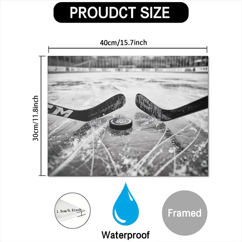 Ice Hockey & Skating Canvas Art - 11.8x15.7" Black-and-White Sports Wall Decor