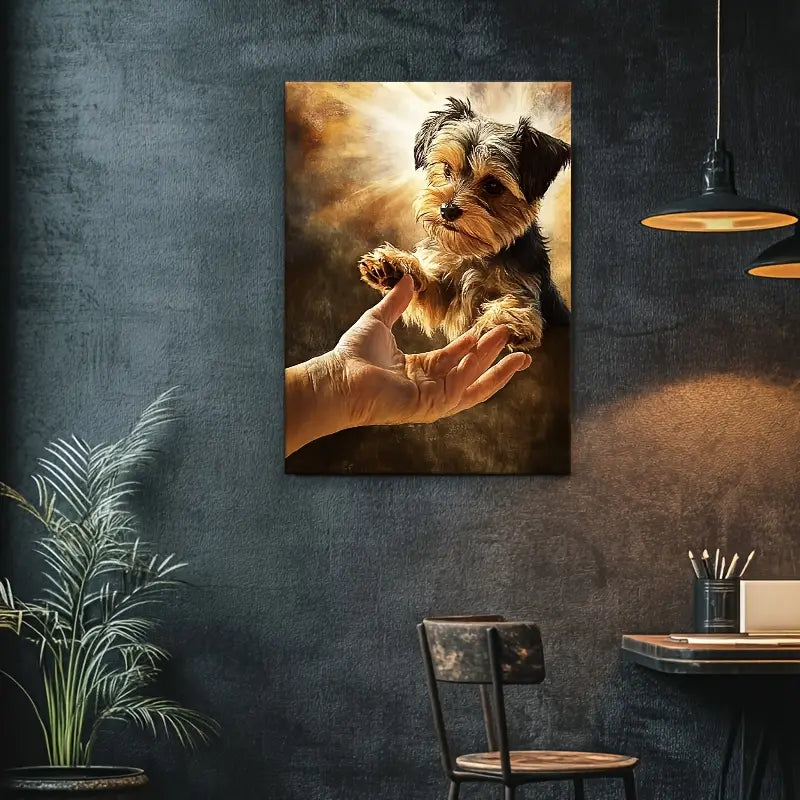 A Charming Canvas Print Featuring a Puppy