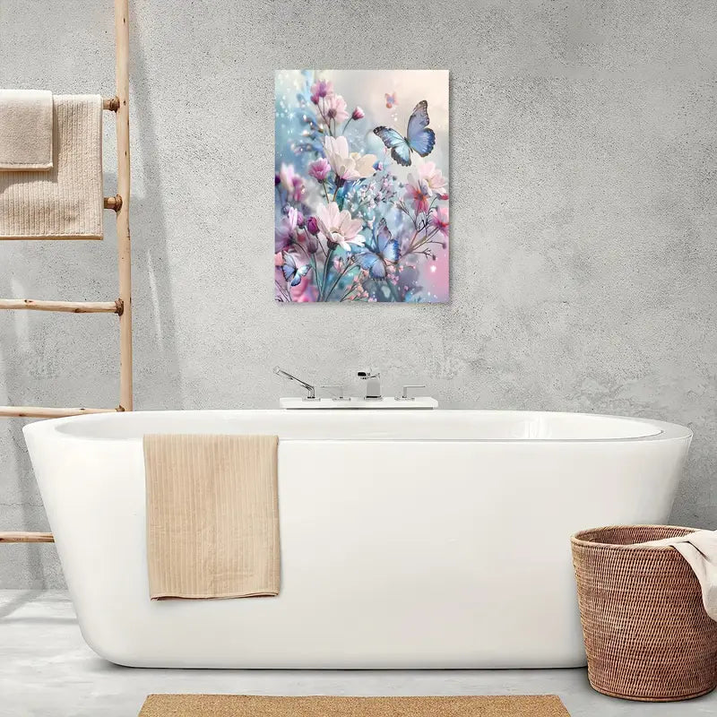 Vibrant Floral &amp; Butterfly Canvas Wall Art - 11.8"x15.7"